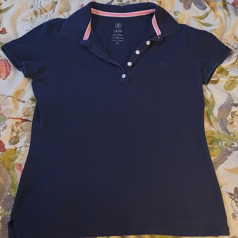 Izod Navy Polo with Pink Trim